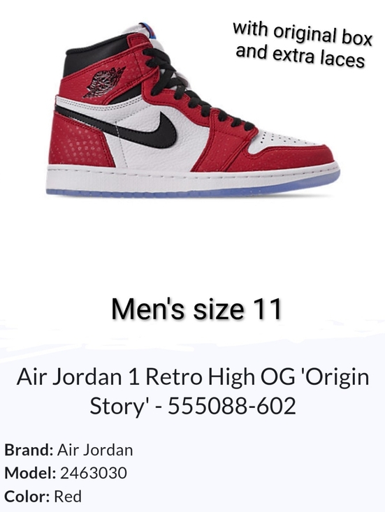 Jordan Other - Nike Air Jordan 1 Retro High OG Red/White/Black Sneakers spider man origin story